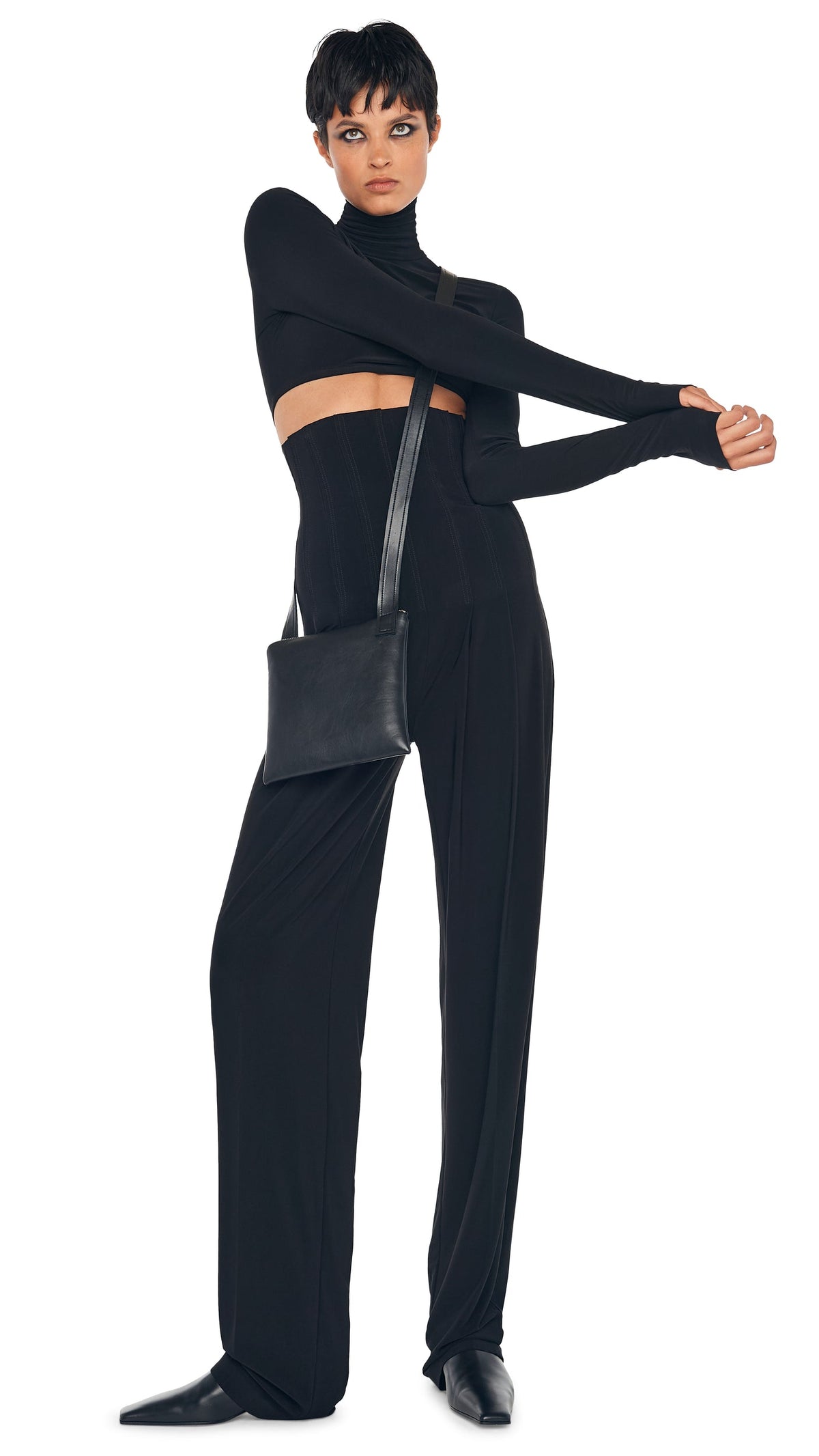 HIGH WAIST TAILORED PLEAT PANT Black | Norma Kamali Women