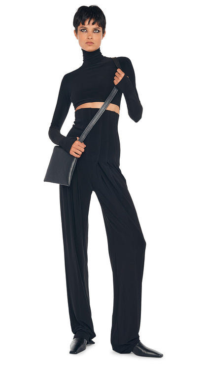 HIGH WAIST TAILORED PLEAT PANT Black | Norma Kamali Women