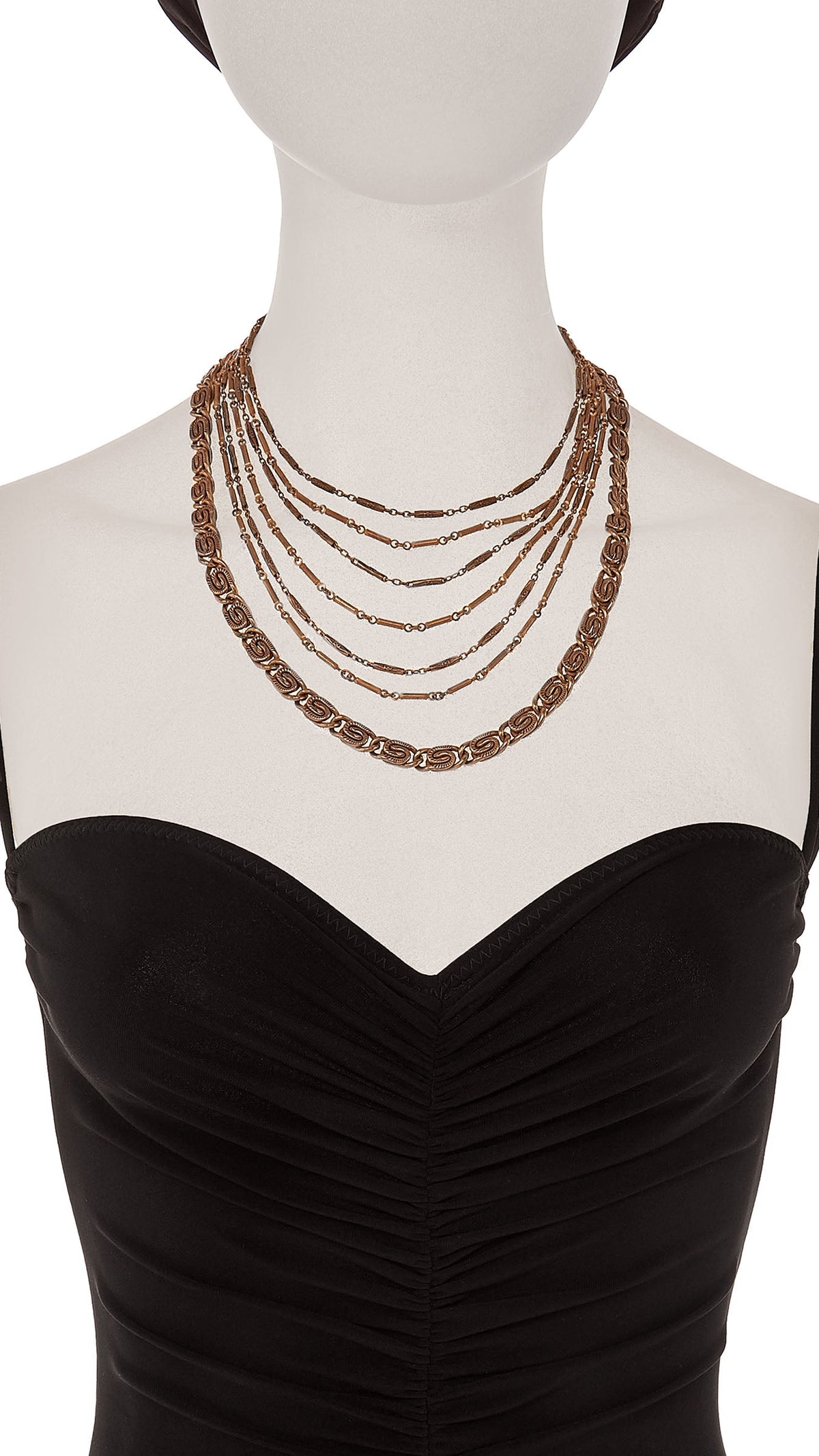 LAYERED CHAIN NECKLACE Brass | Norma Kamali Women