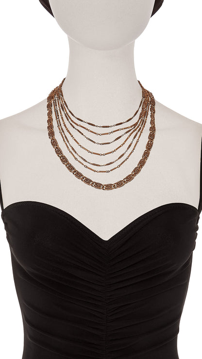 LAYERED CHAIN NECKLACE Brass | Norma Kamali Women