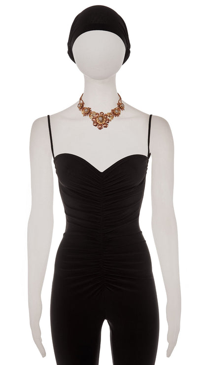 THREE TONED BRASS FLORAL NECKLACE WITH CRYSTAL CENTER Brass | Norma Kamali Women