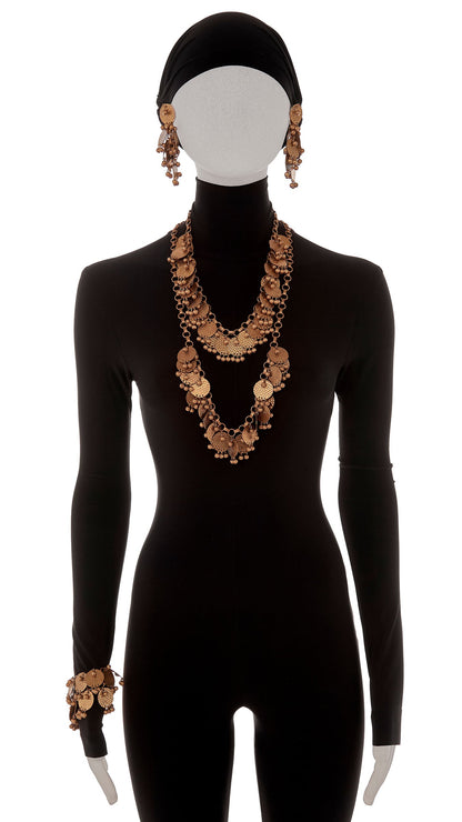 COIN NECKLACES, BRACELET AND EARRING SET Brass | Norma Kamali Women