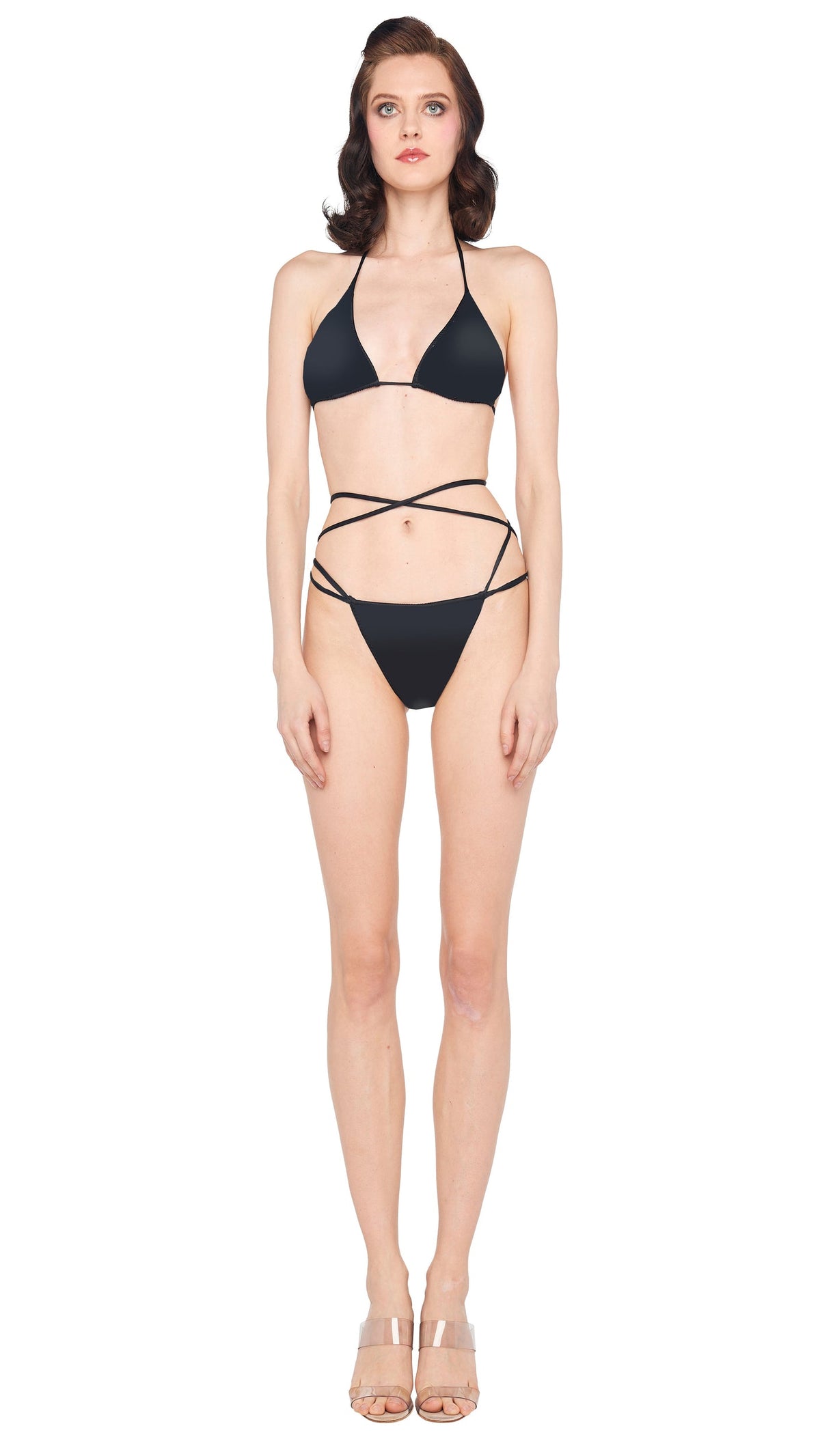 CRISS CROSS BIKINI BRA / BOTTOM Black | Norma Kamali Women
