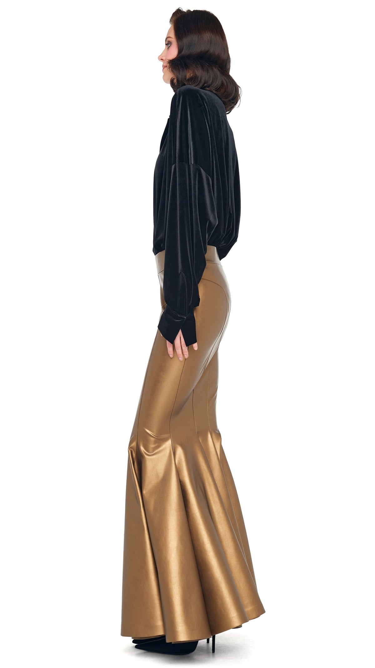 LONG FISHTAIL SKIRT Metallic Bronze | Norma Kamali Women