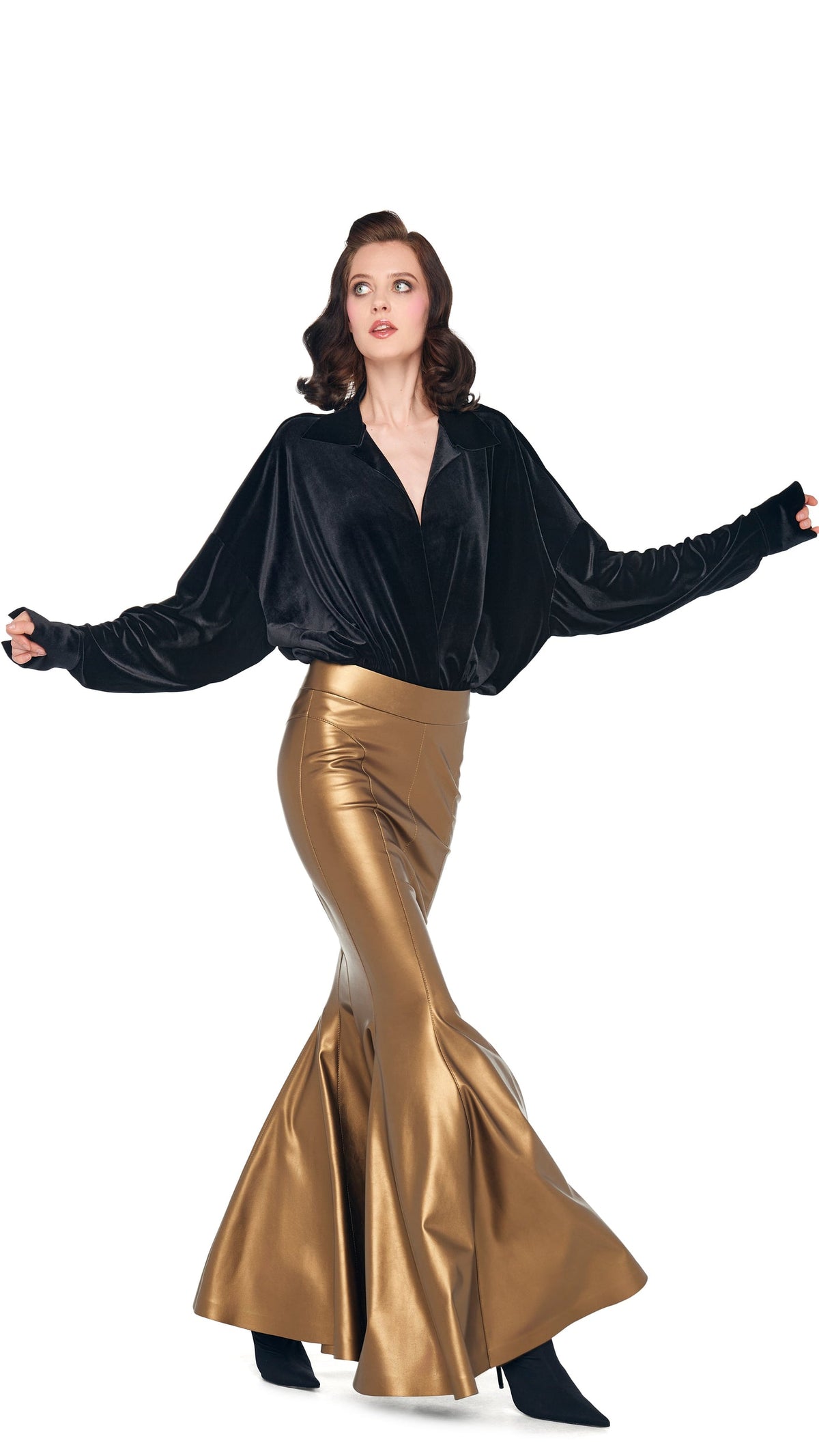 LONG FISHTAIL SKIRT Metallic Bronze | Norma Kamali Women