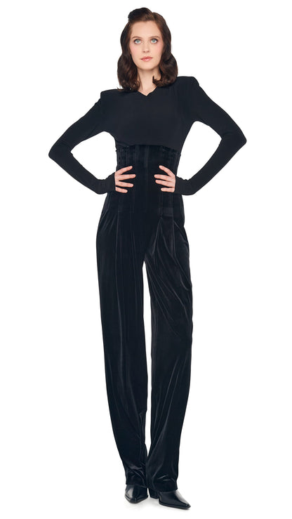 HIGH WAIST TAILORED PLEAT PANT Black | Norma Kamali Women