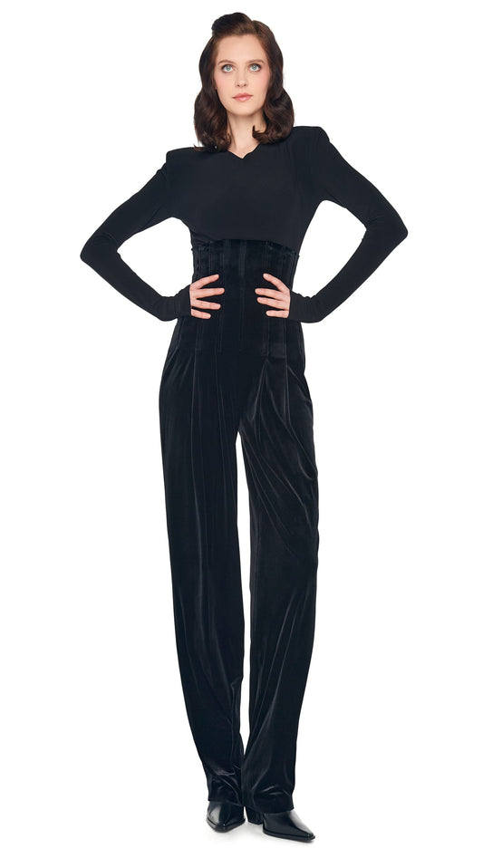 HIGH WAIST TAILORED PLEAT PANT Black | Norma Kamali Women