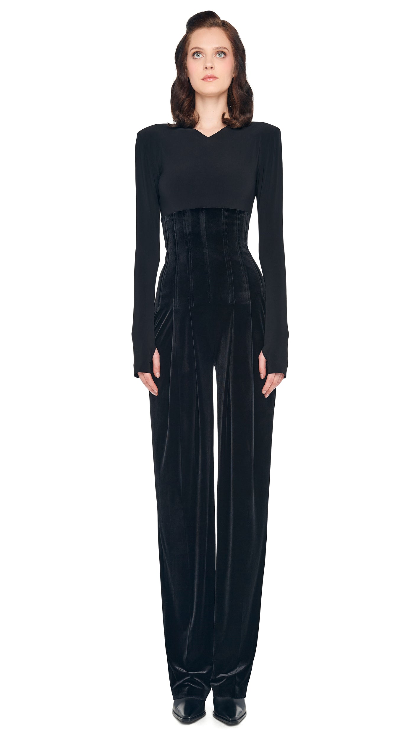 HIGH WAIST TAILORED PLEAT PANT Black | Norma Kamali Women