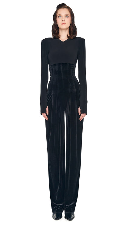 HIGH WAIST TAILORED PLEAT PANT Black | Norma Kamali Women