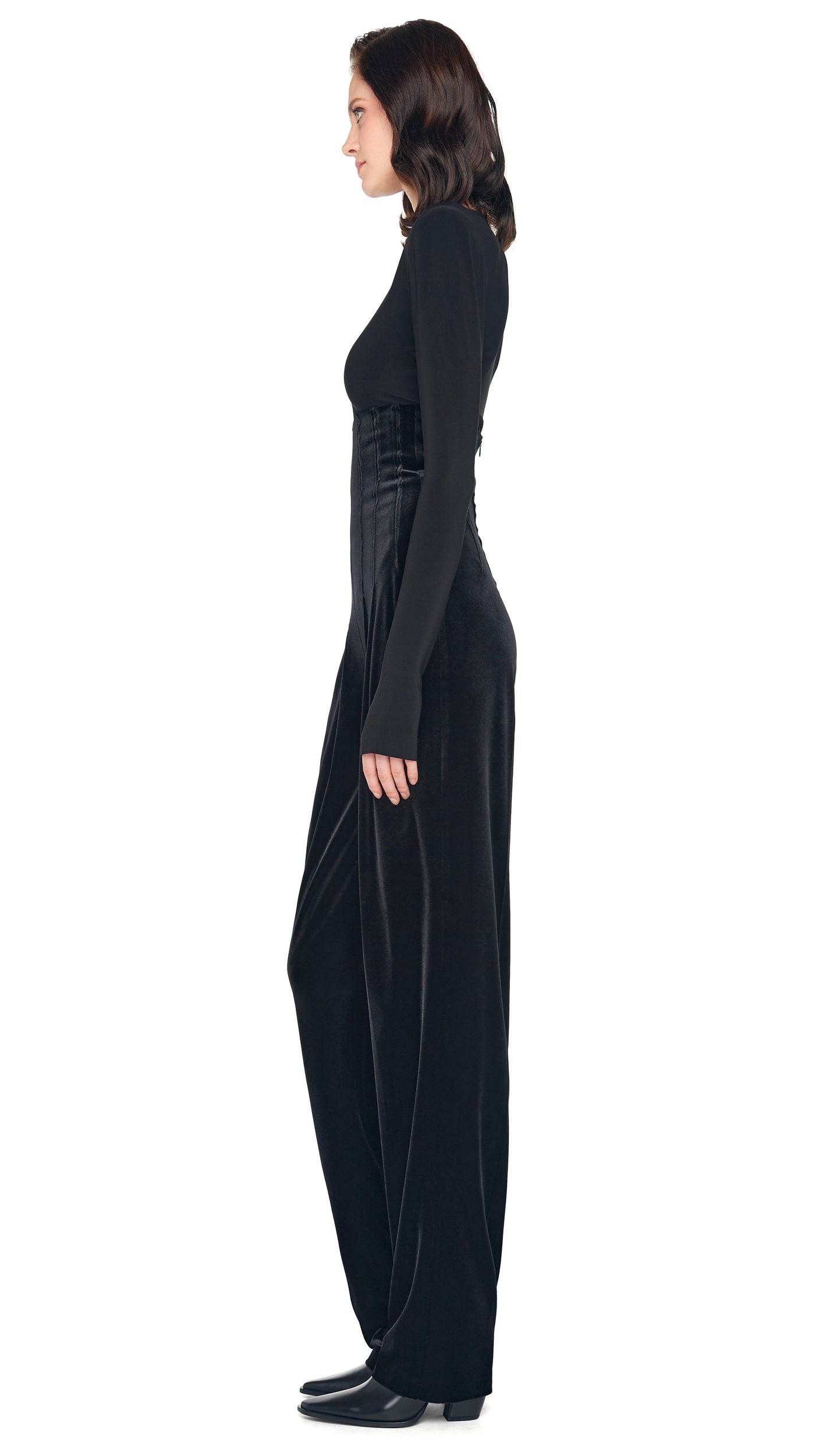 HIGH WAIST TAILORED PLEAT PANT Black | Norma Kamali Women