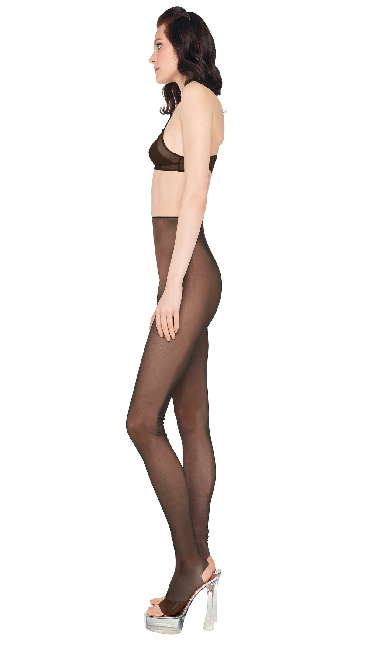 LEGGING W/ FOOTIE W/O WAISTBAND Espresso | Norma Kamali Women