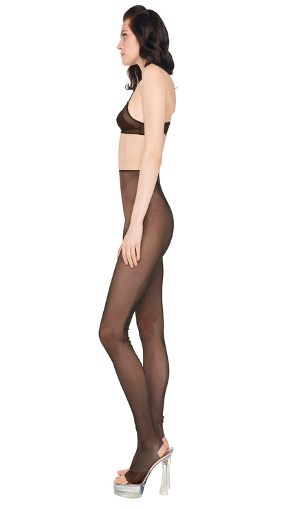 LEGGING W/ FOOTIE W/O WAISTBAND Espresso | Norma Kamali Women