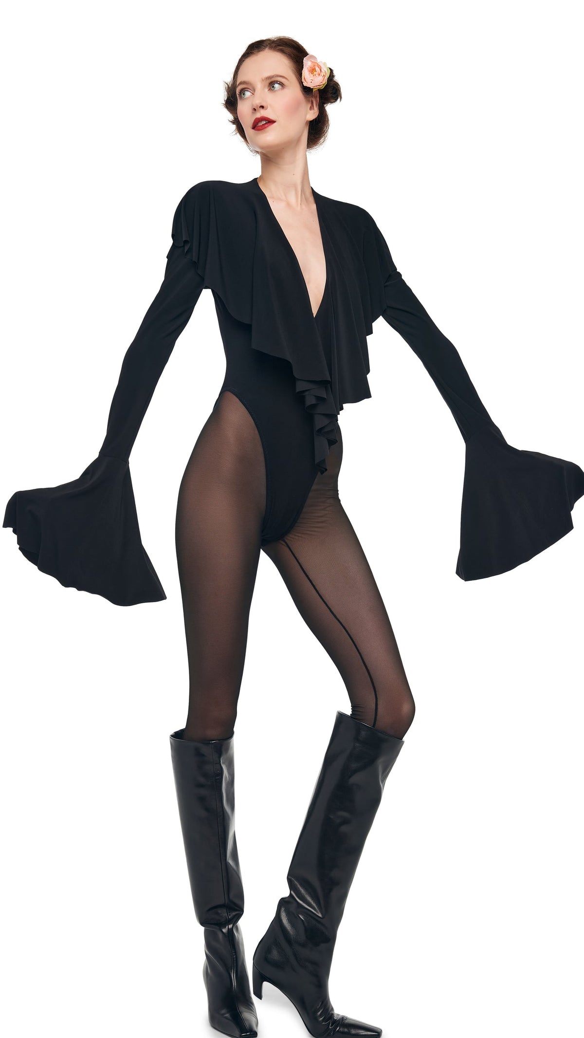 LEGGING W/ FOOTIE W/O WAISTBAND Black | Norma Kamali Women