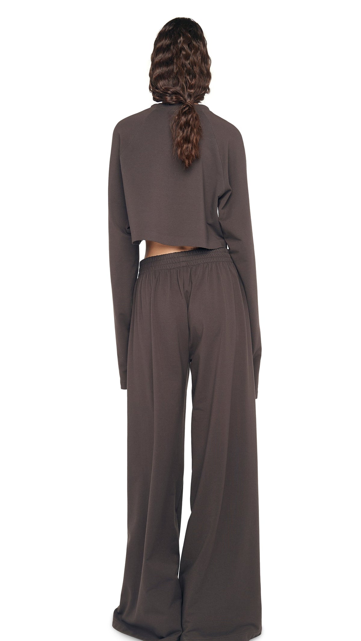 OS RAGLAN SLEEVE CROPPED TOP Espresso | Norma Kamali Women