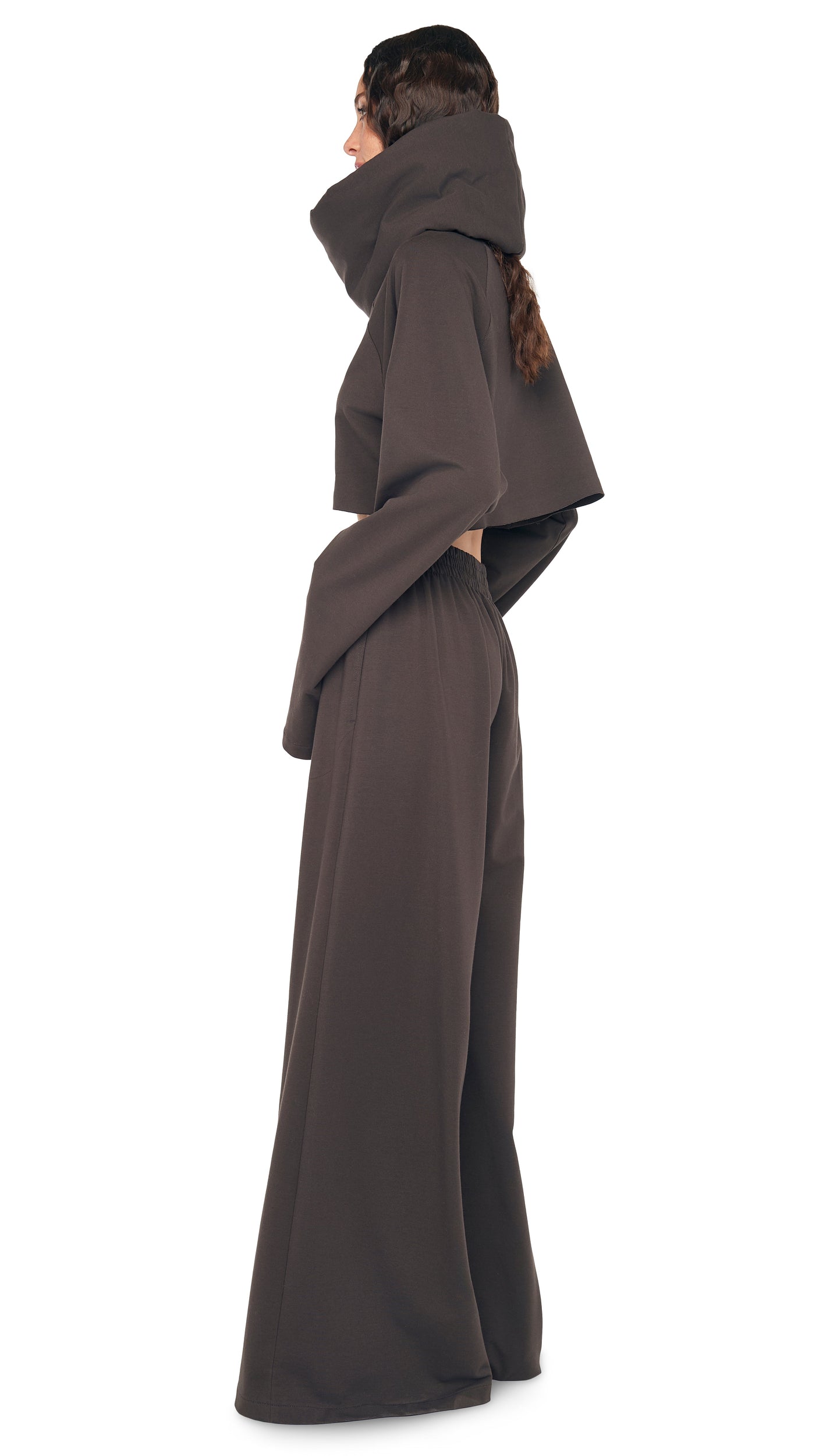 OS RAGLAN SLEEVE CROPPED TOP Espresso | Norma Kamali Women
