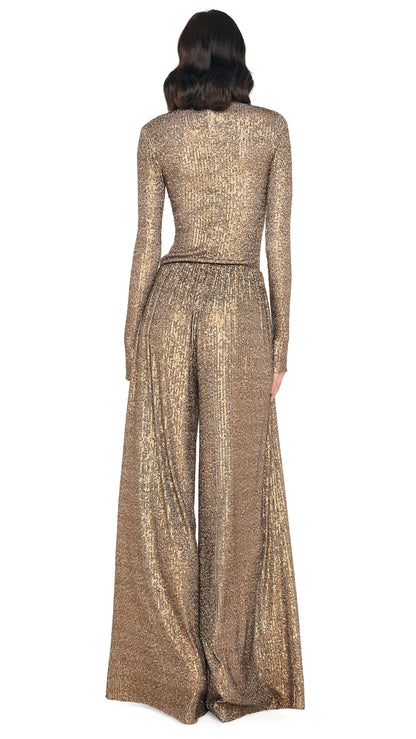 SLIM FIT LONG SLEEVE TURTLE TOP Bronze | Norma Kamali Women