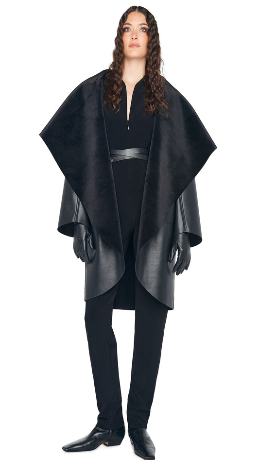 SHAWL COLLAR COAT REVERSIBLE Black | Norma Kamali Women