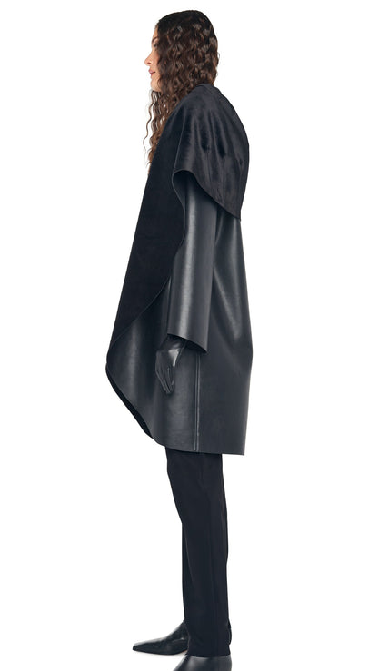 SHAWL COLLAR COAT REVERSIBLE Black | Norma Kamali Women
