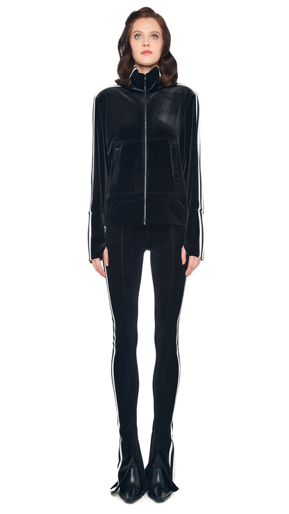 SIDE STRIPE TURTLE JACKET Black/Offset Stripe | Norma Kamali Women