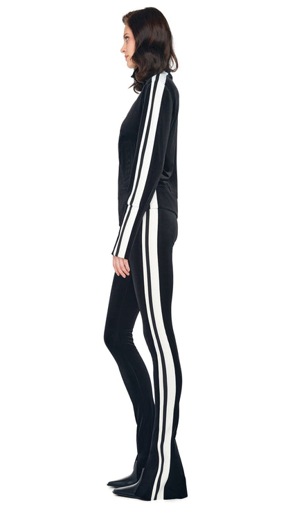 SIDE STRIPE TURTLE JACKET Black/Offset Stripe | Norma Kamali Women