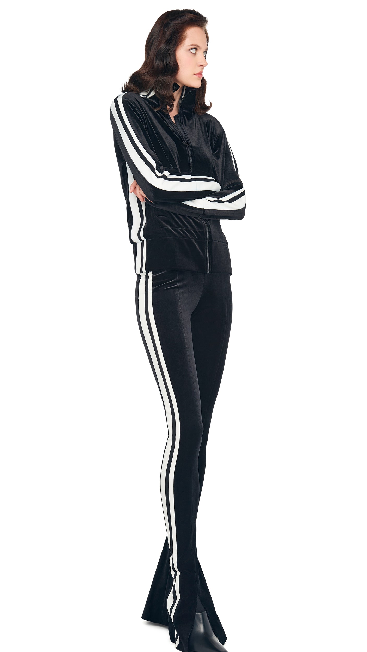 SIDE STRIPE TURTLE JACKET Black/Offset Stripe | Norma Kamali Women