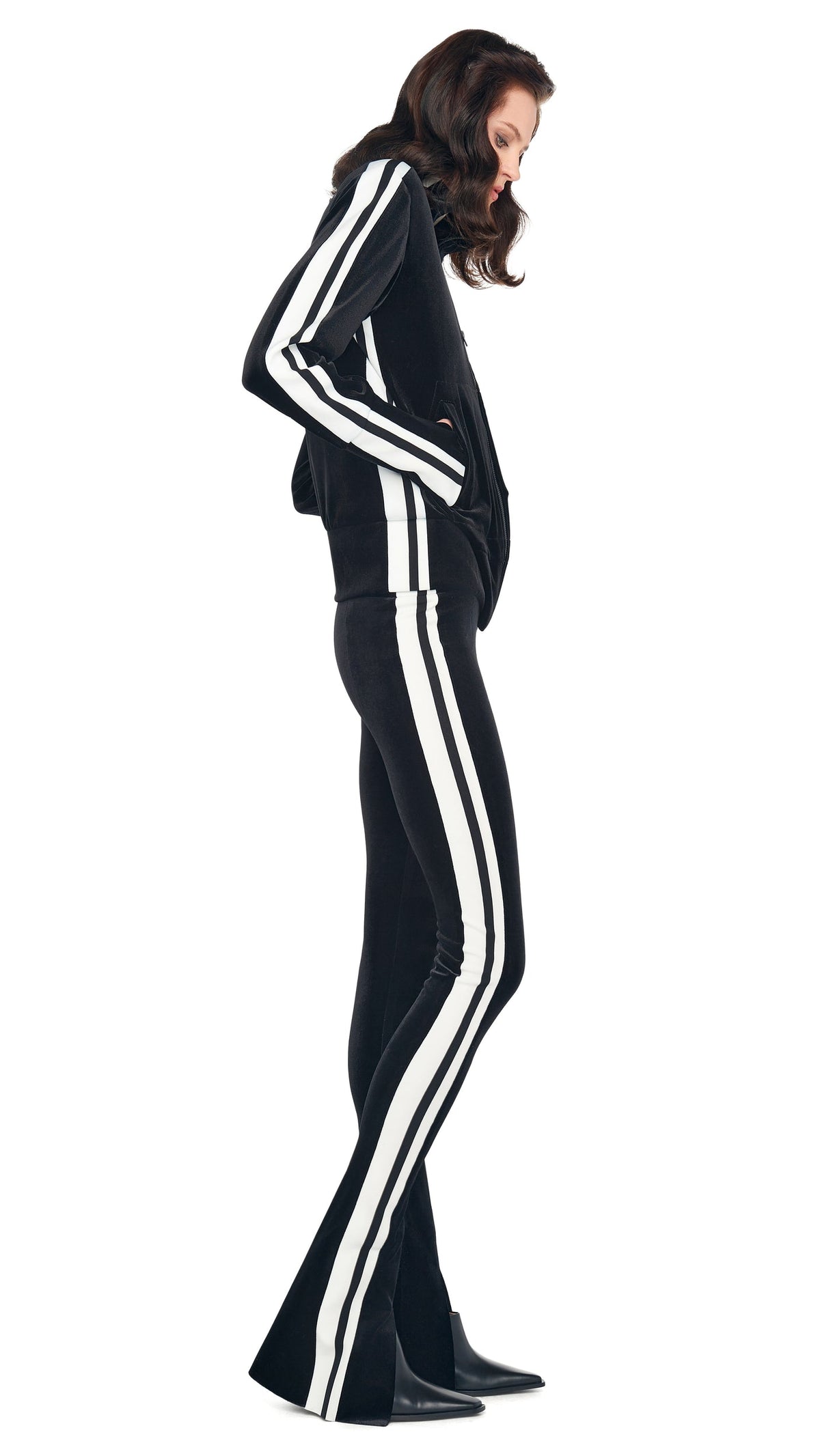 SIDE STRIPE TURTLE JACKET Black/Offset Stripe | Norma Kamali Women