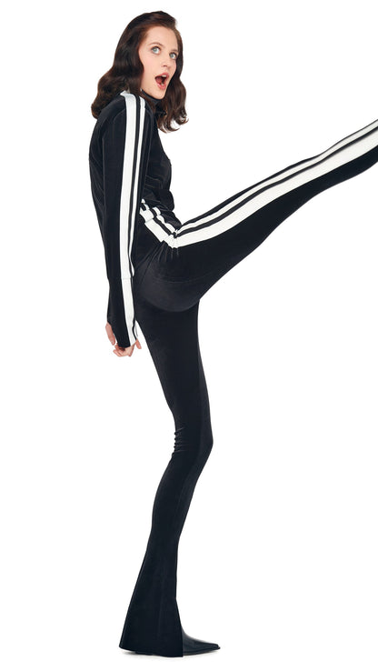 SIDE STRIPE TURTLE JACKET Black/Offset Stripe | Norma Kamali Women