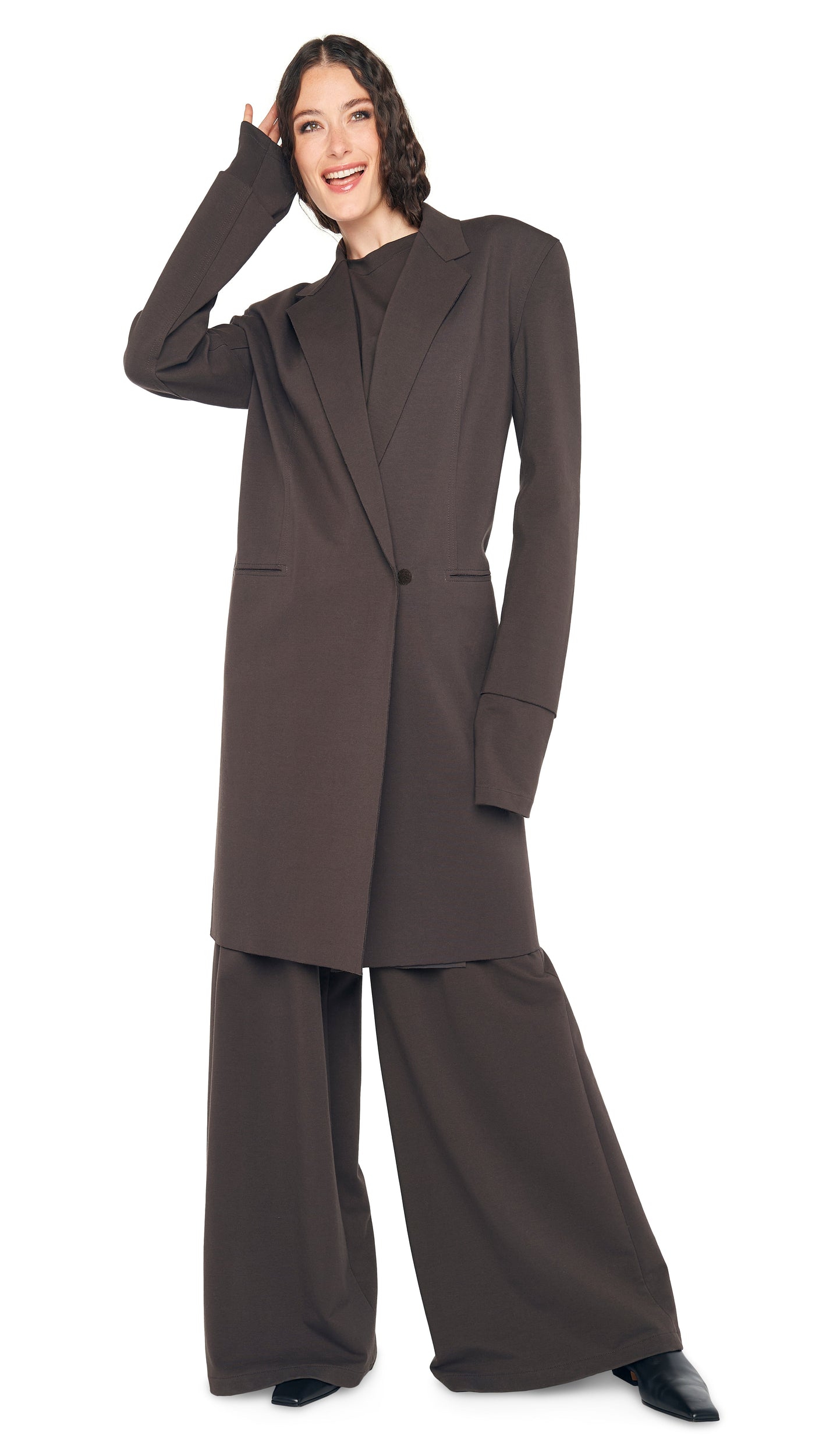 OVERSIZED DOUBLE BREASTED JACKET Espresso | Norma Kamali Women