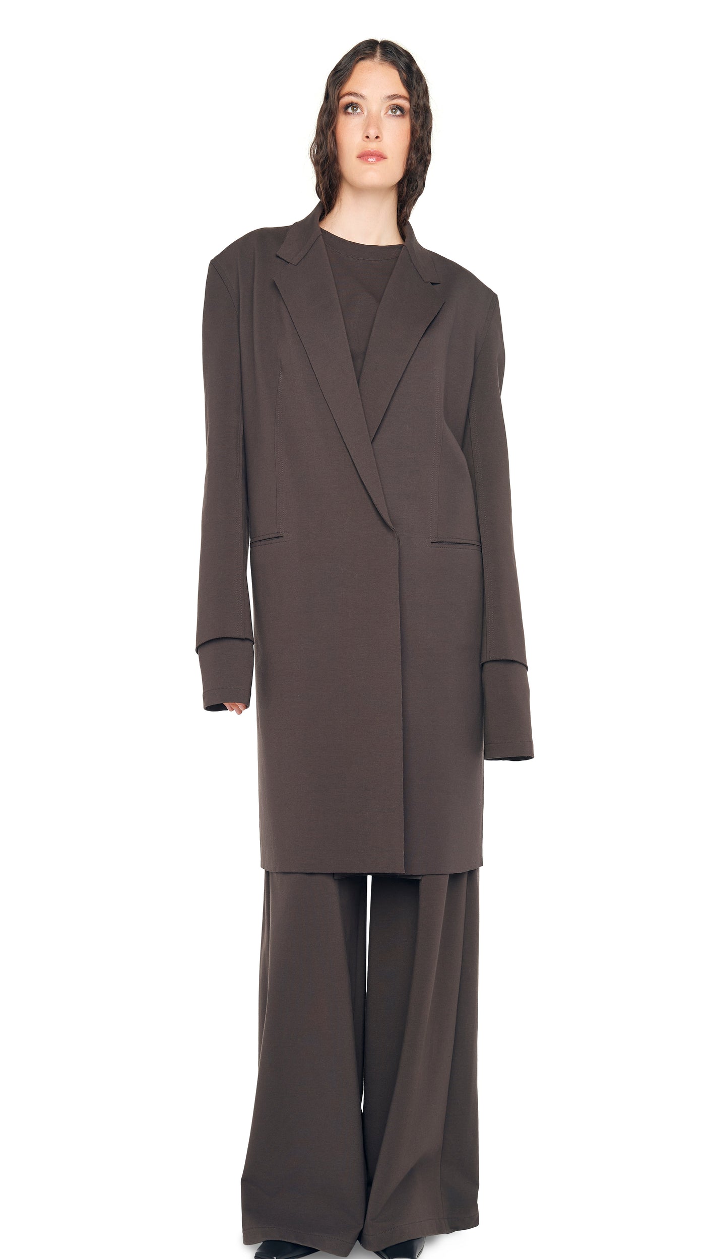 OVERSIZED DOUBLE BREASTED JACKET Espresso | Norma Kamali Women