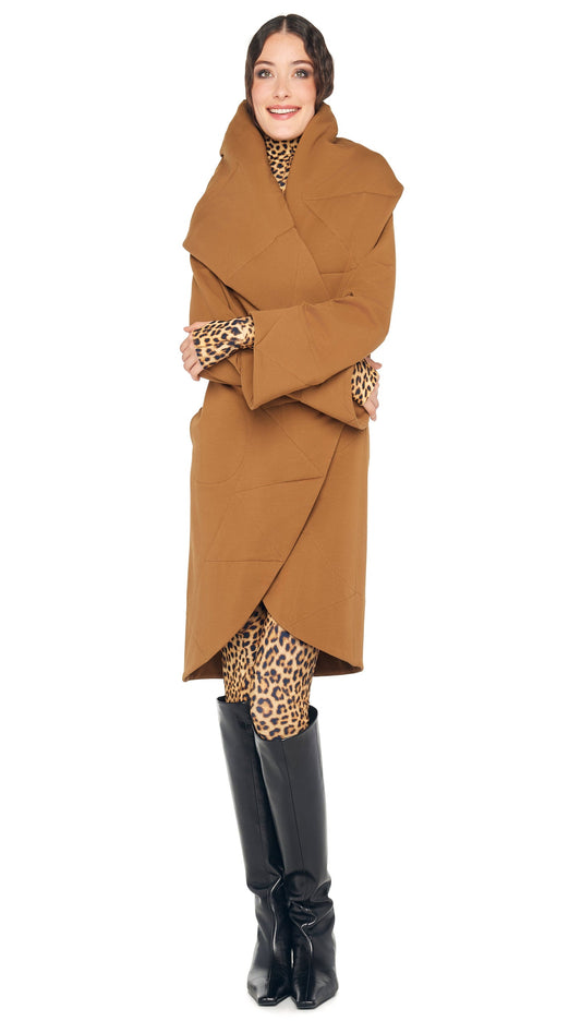 SHAWL COLLAR COAT Bronze | Norma Kamali Women