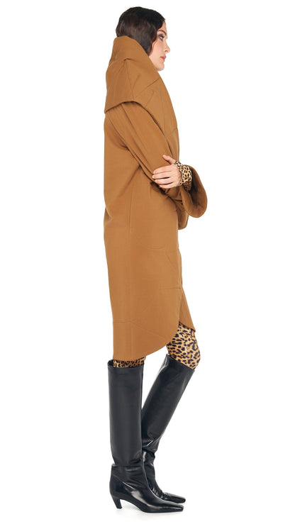 SHAWL COLLAR COAT Bronze | Norma Kamali Women