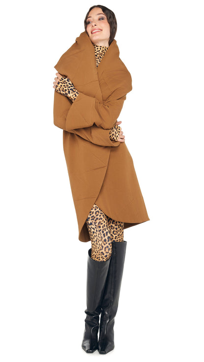SHAWL COLLAR COAT Bronze | Norma Kamali Women
