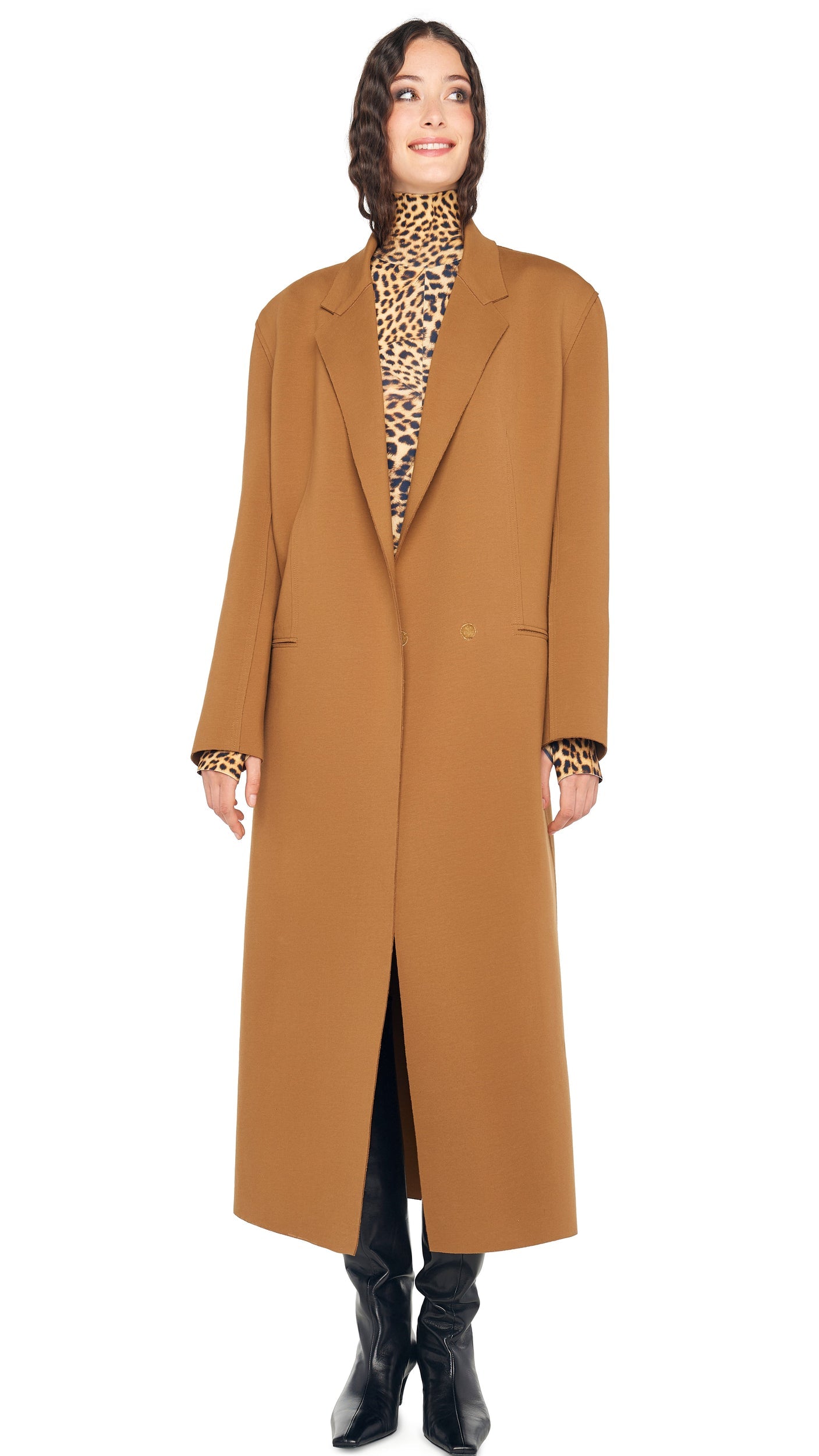 OVERSIZED DOUBLE BREASTED COAT Bronze | Norma Kamali Women