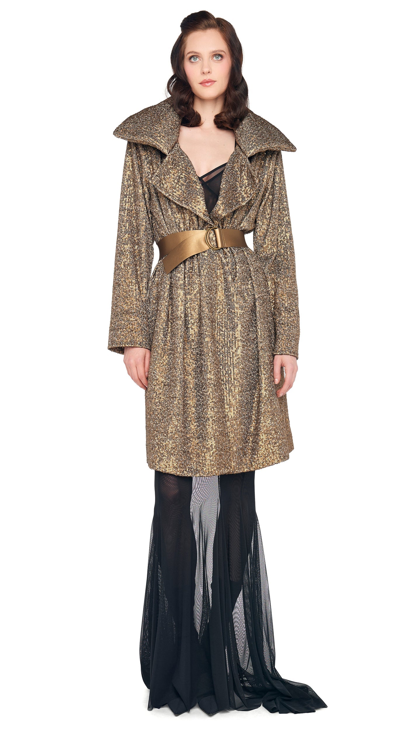 DOUBLE BREASTED TRENCH TO KNEE Bronze | Norma Kamali Women