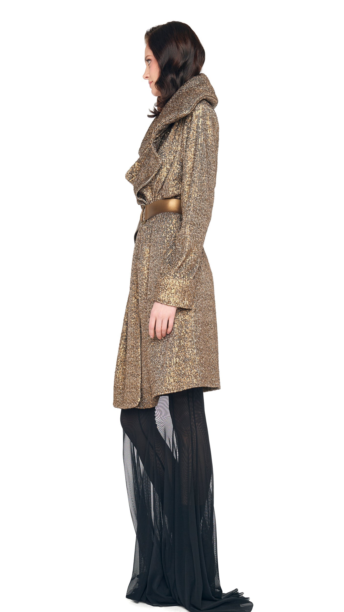 DOUBLE BREASTED TRENCH TO KNEE Bronze | Norma Kamali Women