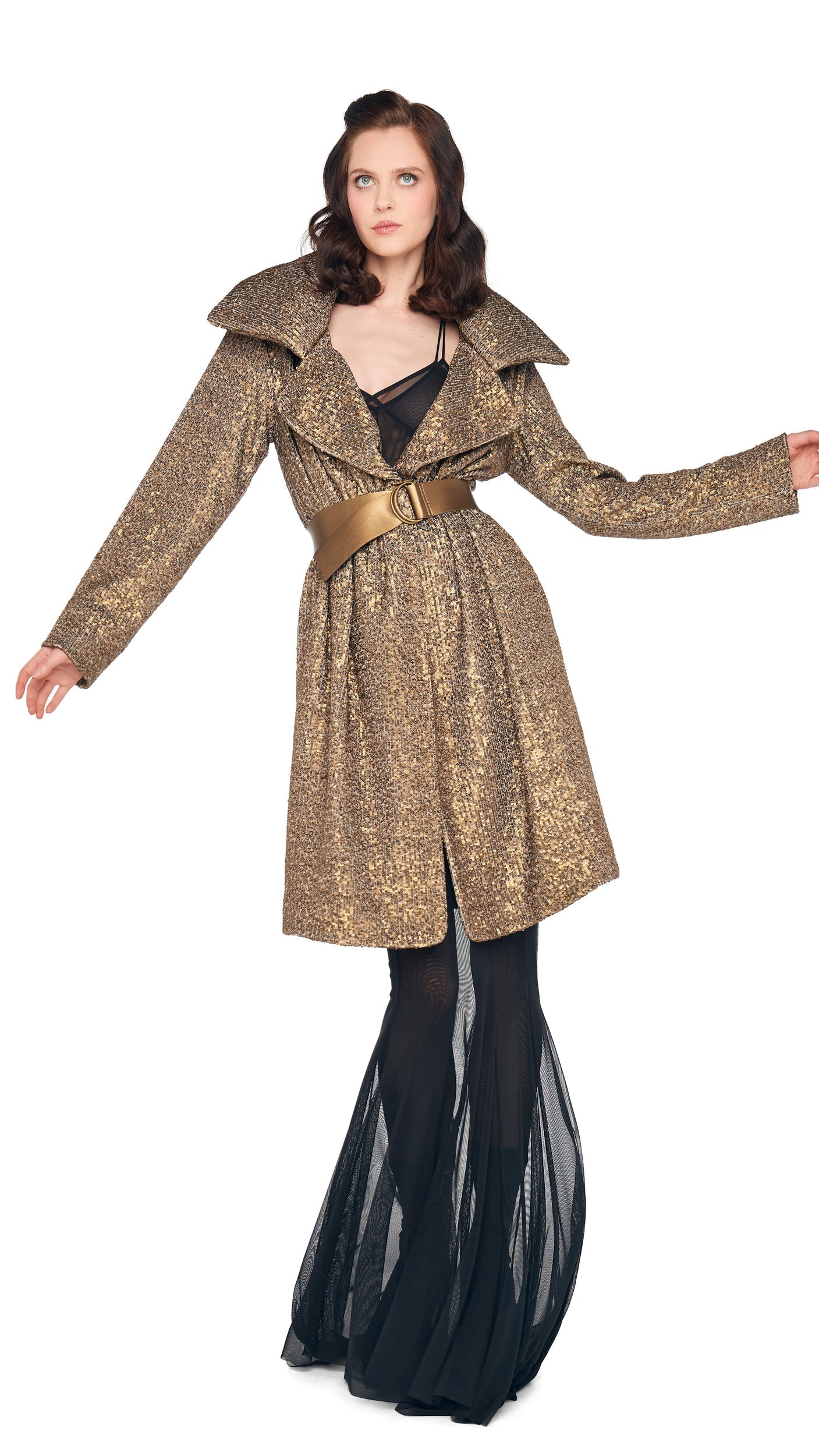 DOUBLE BREASTED TRENCH TO KNEE Bronze | Norma Kamali Women