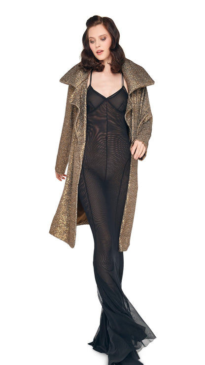 DOUBLE BREASTED TRENCH TO KNEE Bronze | Norma Kamali Women