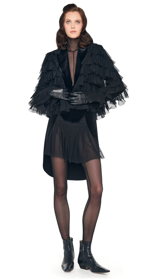 OVERSIZED ALL OVER RUFFLE JACKET Black | Norma Kamali Women