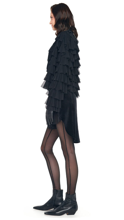OVERSIZED ALL OVER RUFFLE JACKET Black | Norma Kamali Women