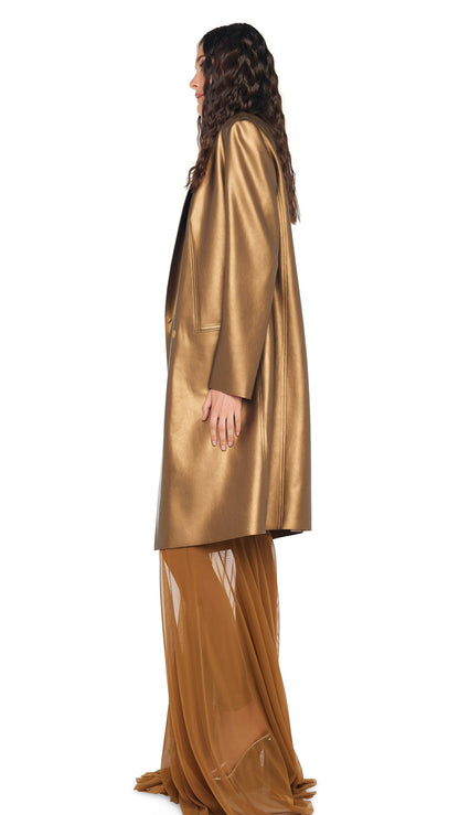 OVERSIZED DOUBLE BREASTED JACKET Metallic Bronze | Norma Kamali Women