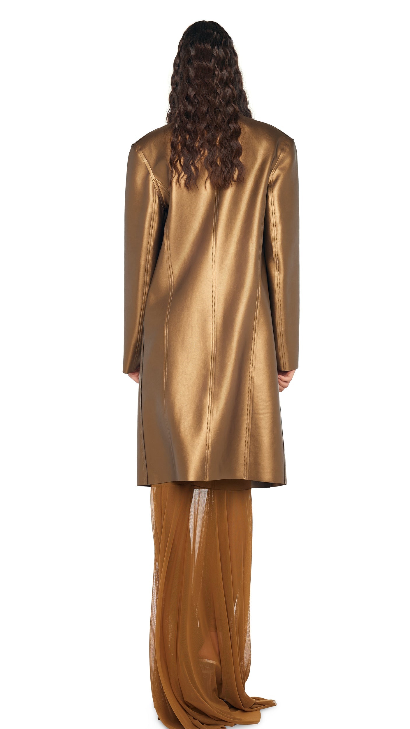 OVERSIZED DOUBLE BREASTED JACKET Metallic Bronze | Norma Kamali Women
