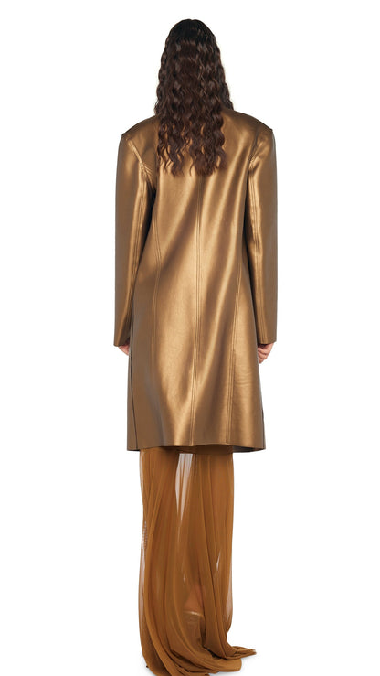 OVERSIZED DOUBLE BREASTED JACKET Metallic Bronze | Norma Kamali Women
