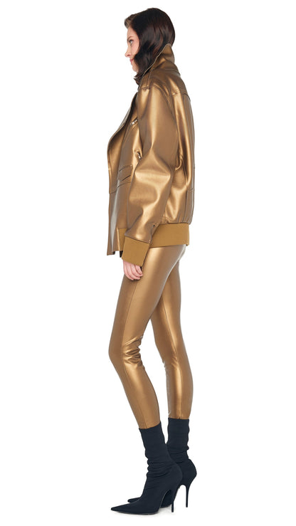 OVERSIZED MOTO JACKET Metallic Bronze | Norma Kamali Women