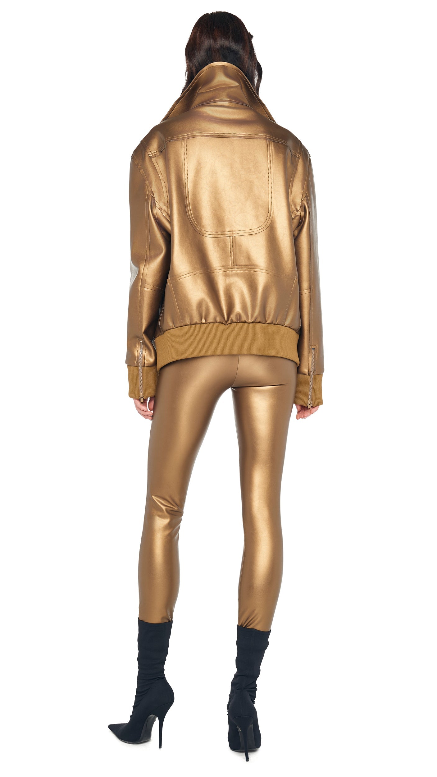 OVERSIZED MOTO JACKET Metallic Bronze | Norma Kamali Women
