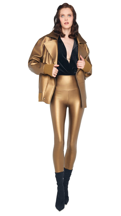 OVERSIZED MOTO JACKET Metallic Bronze | Norma Kamali Women