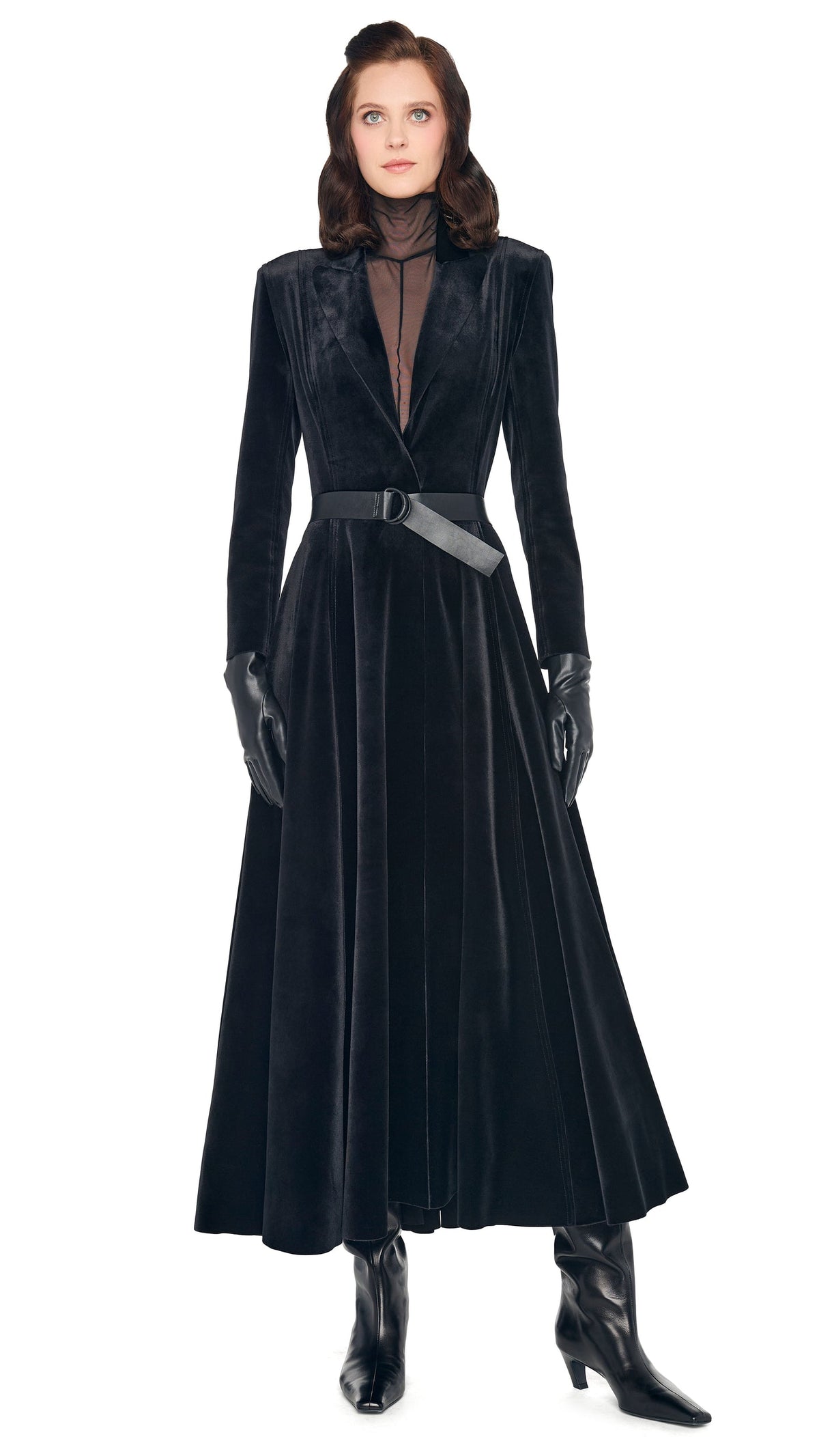 SINGLE BREASTED FLARED DRESS Black | Norma Kamali Women