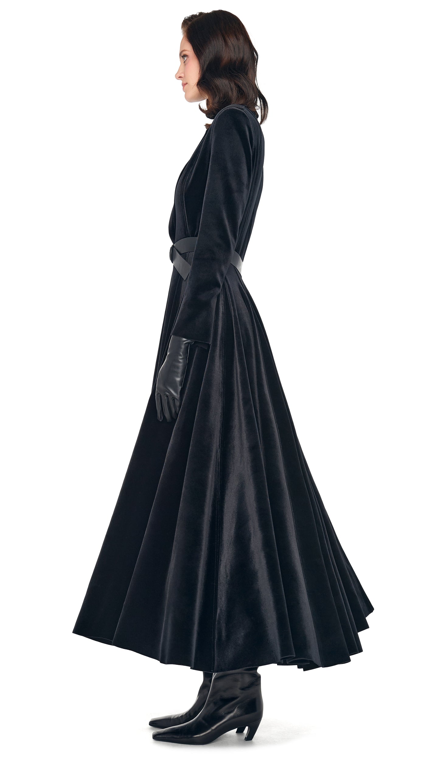 SINGLE BREASTED FLARED DRESS Black | Norma Kamali Women