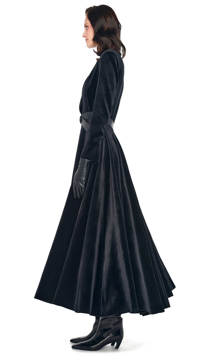 SINGLE BREASTED FLARED DRESS Black | Norma Kamali Women