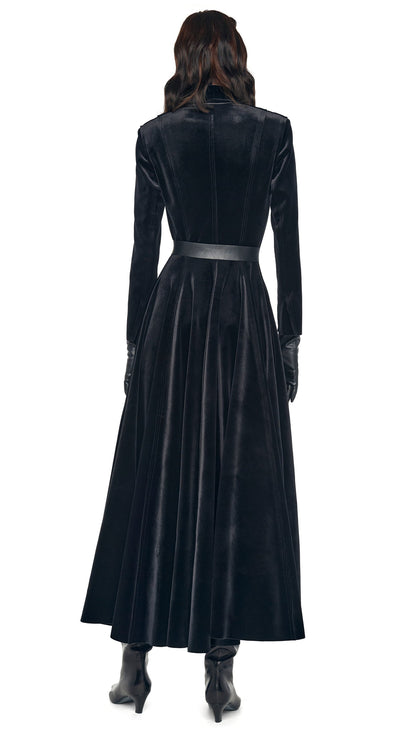 SINGLE BREASTED FLARED DRESS Black | Norma Kamali Women