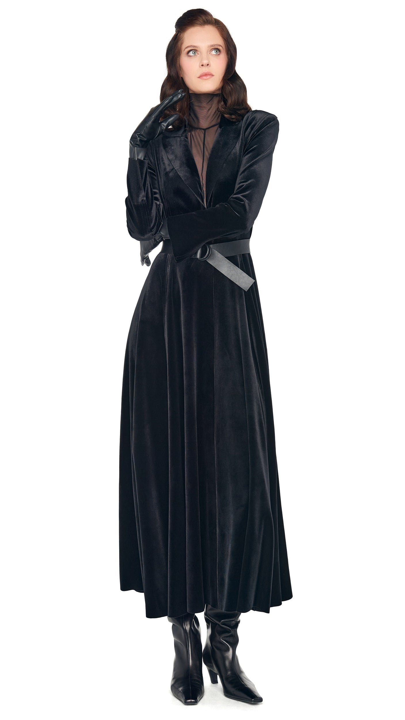 SINGLE BREASTED FLARED DRESS Black | Norma Kamali Women